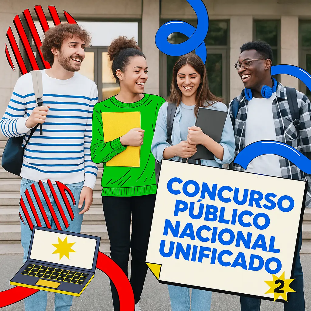 banner com o texto concurso público nacional unificado com uma estudante de braços cruzados sorrindo